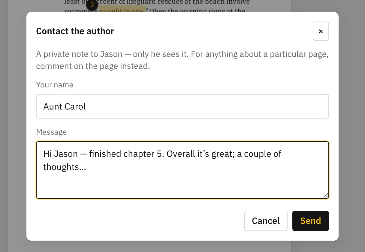 The Contact the author form